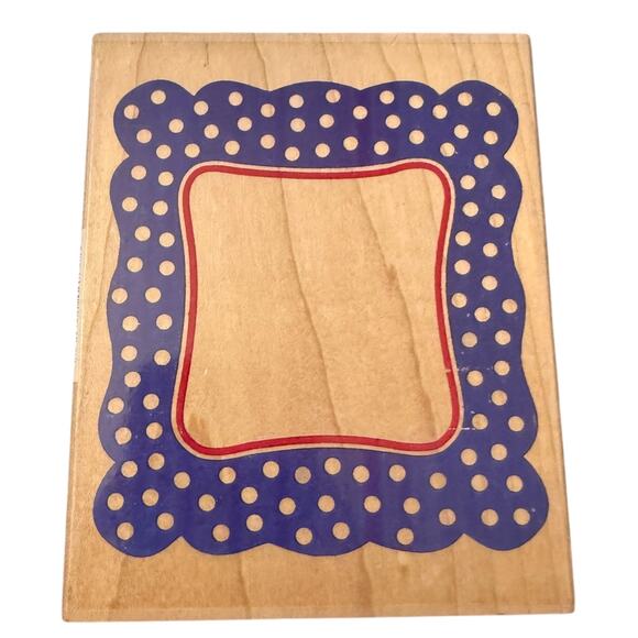 All Night Media Posh Impressions Polka Dot Frame Oversized Rubber Stamp - Picture 1 of 3